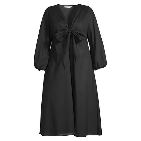 HARSHMAN Novella Midi Dress – Black – Size 1X – Cotton/Linen Blend – NWT Ret$322 - Picture 7 of 7